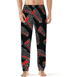 Brandweerman rode lijn Amerikaanse vlag heren pyjama broek zachte lange pyjama broek elastische nachtkleding broek 5XL