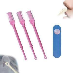 2-in-1 Nose Hair Trimmer,2-in-1 Nasal Hair Cutter,2024 New Manual Double Sided Nasal Hair Trimmer with Ear Spoon,360° Rotating Nostril Hair Removal Tool Blade with Ear Picker (3PCS,Pink)