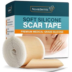 NUVADERMIS Siliconen littekentape voor chirurgische littekens - extra lange littekenvellen voor C-sectie, buikplooi, keloïde en chirurgische littekens - Herbruikbare medische siliconen littekentape