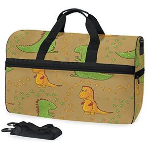 Dinosaurus Groen Sport Zwemmen Gym Tas met Schoenen Compartiment Weekender Duffel Reistassen Handtas voor Vrouwen Meisjes Mannen