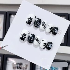 Verwijderbare en draagbare nail art Franse amandel ombre handgemaakte opdruknagels lange acryl valse nageltips innail (kleur: 29106, maat: S)