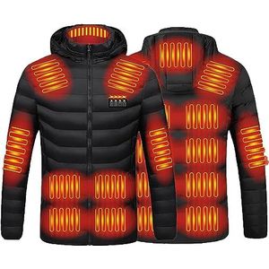 Verwarmd vest for dames heren, 19 verwarmingszones verwarmde jas bodywarmer gilet, elektrisch USB verwarmingsjack for de winter Outdoor winterskiën jagen wandelen motorfiets (Color : Black, Size : X