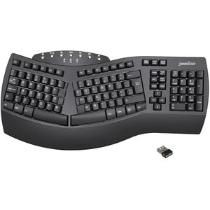 perixx PERIBOARD-612 Ergonomisch draadloos toetsenbord met dubbele modus 2,4 G en Bluetooth-functies, compatibel met Windows 10 en Mac OS X, zwart, Britse lay-out