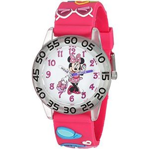 Disney Girls Minnie Mouse Analog-Quartz Watch with Plastic Strap, Pink, 15 (Model: WDS000503)