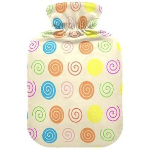 LI ZHI XIN PVC warmwaterkruik met fluwelen deksel 1L 2L klein medium kleurrijk wervelpatroon