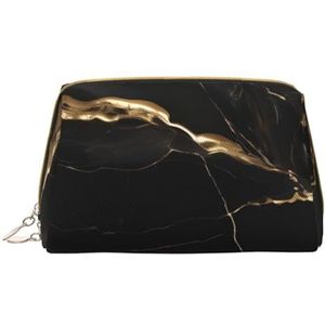 Zwart goud marmeren draagbare cosmetische tas, & Travel cosmetische tas, Unisex, ritssluiting, geschikt voor dagelijks gebruik, Wit, Eén maat