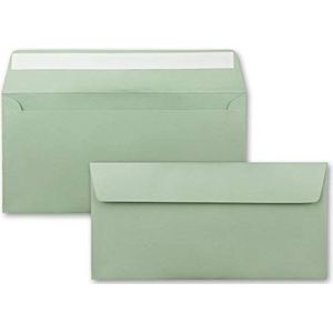 200 enveloppen DIN lang - eucalyptus (groen) - 110 g/m² - 11 x 22 cm - zeer vormvast - zelfklevend - kwaliteitsmerk: FarbenFroh by GUSTAV NEUSER