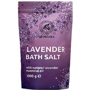 Zeebadzout lavendel - 1000g - Zeezout met etherische lavendel olie - Aromatherapie badkuip - Lichaamsverzorging - Goede slaap - Ontspanning - Goed humeur badgeur - Badtoevoeging 1kg