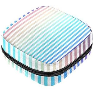 Regenboog Streep Maandverband Opbergtas Menstruatie Pad Tas Draagbare Menstruatie Cup Pouch met Rits voor Tiener Meisjes Vrouwen Dames