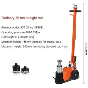 Vloerkrik, Horizontale pneumatische krik, hydraulische 30T zware autoreparatie-speciale krik,Krik hem op(Straight rod)