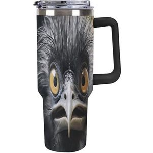40 oz roestvrijstalen beker met handvat Emu Grote Capaciteit Auto Cup Lekvrije Reizen Tumbler Koffie Mok Dubbele Drinkdeksel Water Fles Geschenken voor Mannen Vrouwen