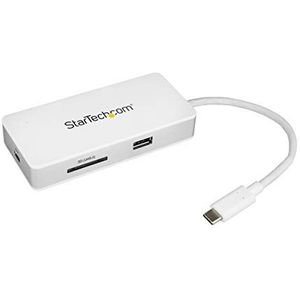 StarTech.com DKT3CHSD4GPD USB-C Multiport Adapter - SD (UHS-II) Kaartlezer - 100W Power Delivery - 4K HDMI - GbE - 1x USB 3.0, Zilver/Wit