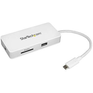 StarTech.com DKT3CHSD4GPD USB-C Multiport Adapter - SD (UHS-II) kaartlezer - 100W Power Delivery - 4K HDMI - GbE - 1x USB 3.0 - zilver/wit