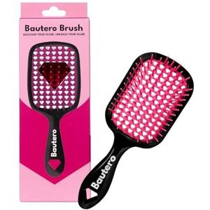 Bautero Ontwarrende haarborstel Sakura Blossom met antistatische borstelharen, zwart roze, 20,9 x 9,5 cm, 106 flexibele haren, lichtgewicht ergonomisch ontwerp voor nat en droog haar, pijnvrije