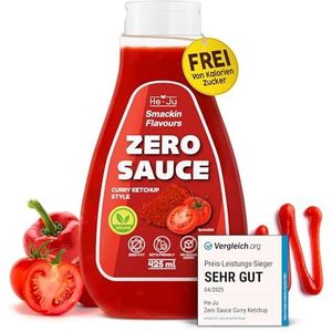 Zero Sauce Curry Ketchup, 1x 425ml Light Saus, geen vet en geen toegevoegde suiker, veganistisch en glutenvrij, geschikt voor keto diëten (425 ml (1 verpakking), Curry Ketchup Style)
