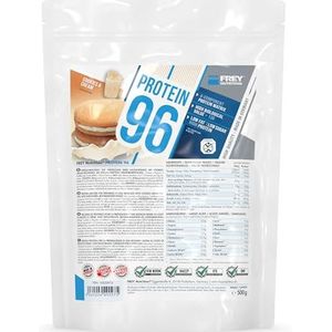FREY Nutrition PROTEIN 96 (koekjes & room, 500 g) ideaal voor koolhydraatarme dieetfases en als tussenmaaltijd - hoog caseïne-gehalte - low carb - Made in Germany