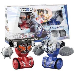 YCOO Pack 2 Mega op afstand bestuurbare kombatrobots 16 cm, verwisselbare vuisten, speelgoed met licht- en geluidseffecten, vanaf 5 jaar