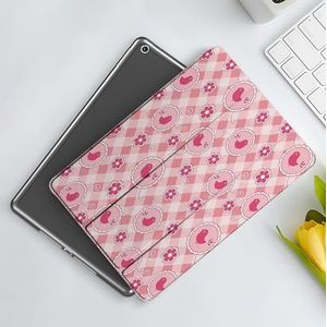 CONERY Hoesje compatibel met iPad 10,2 inch (9e/8e/7e generatie) geruit, vrolijke compositie met schattige vogels madeliefje bloem motieven bloemen wervelingen decoratief, lichte, slanke slimme