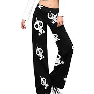 Unicorn Panda Damesbroek, casual broek, elastische taille, loungebroek, lange yogabroek, rechte pijpen