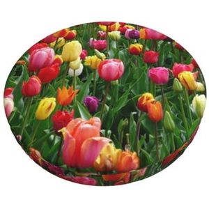 GRatka Hoes voor ronde kruk, barstoelhoes, thuisbar, antislip zitkussen, 30 cm, tulpen