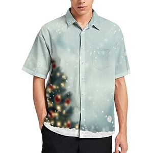 Wazige kerstboom, sneeuw, Hawaiiaans shirt voor mannen, zomer, strand, casual, korte mouwen, button-down shirts met zak