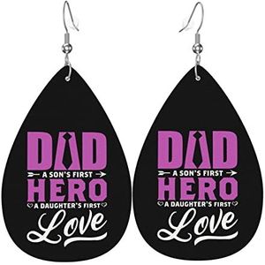 Oorbellen Beste Papa Ooit Gelukkig Vaderdag Dangle Earring Lichtgewicht Dangle Oorbellen Mode Teardrop Lederen Oorbellen Voor Vrouwen Accessoire Gift, 3.8cm, Leer, Geen edelsteen