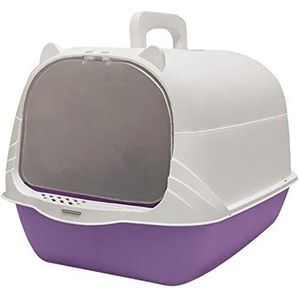 Kattenbak met kap en deksel Draagbaar met gemakkelijk toegankelijke kattenbak Geurbestrijding Draagbaarheid en privacy Kattenbak met voordeur, paars (Color : Violet)