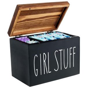 Tamponhouder - Houten Organizer - Grote Capaciteit - Met Deksel - Voor Damesaccessoires