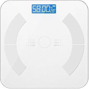 Badkamerweegschalen Bluetooth-weegschaal BMI-vetweegschalen LED Digitale Slimme Weegschaal Balance Body Composition Analyzer Gemakkelijk Te Gebruiken(White)