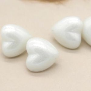 Knopen om te naaien, parelknopen, 30 stuks hart plastic parelknoppen for doe-het-zelf ambachten kleding decoraties shirt bruiloft naaien accessoires(White,15mm)