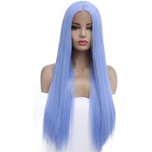 DieffematicJF Pruik Wig Women's Light Blue Long Straight Hair Wig Cover