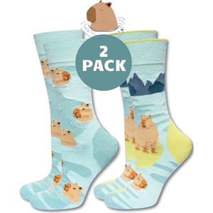 soxo Capybara Sokken Vrouwen Cadeaus Voor Mannen Kleurrijke Grappige Socks Cadeau Voor Vrouwen 35-40 Capibara Baden 2 Paar