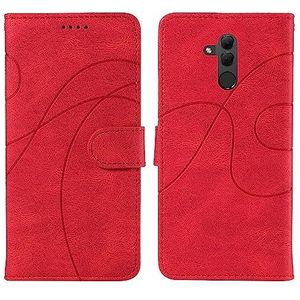 Telefoon Flip Case Cover, Compatibel met Huawei Mate 20 Lite kaartsleufhouder afneembaar polsbandje omklapbare telefoonhoes multifunctionele hoes compatibel met Huawei Mate 20 Lite (Color : Rosso)
