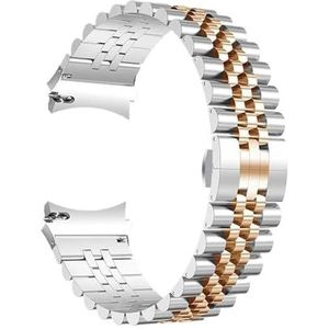Roestvrij staal geen kloof band geschikt for Samsung Galaxy Watch 6 4 Classic 44mm 40mm 46 42mm 43 47mm gebogen eindband for horloge 5 Pro 45mm(Silver rosegold,Watch 6 classic 43mm)