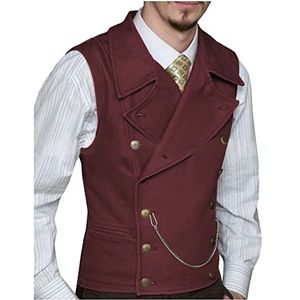 Groom Double-Breasted Suit Vest,Men Lapel Gilet Waistcoat,Casual Formal Business Waistcoat,for Wedding Dating (Kleur : Bourgondië, Maat : 5XL)