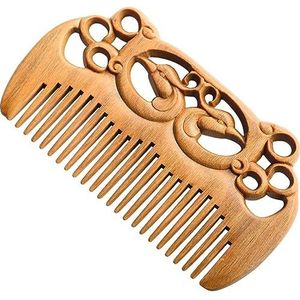 11Cm Natuurlijke Sandelhout Dubbelzijdig Gesneden Draak en Phoenix Gunstige Kam Gemakkelijk Te Dragen Haar Kam