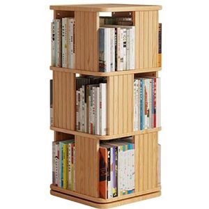 VXZLDOAF 360° draaibare boekenplank toren met open ontwerp, vierkante hoek boekenplank organisator voor kinderen en volwassenen thuis woonkamer studeerkamer kantoor,A,3 Tier 17.7x17.7x35.4