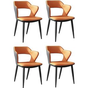 GEIRONV Keuken Eetkamerstoelen 4 STUKS, Hotel Make-up Stoelen Home Restaurant Koolstofstalen Stoel Frame Rugkrukken Onderhandeling Fauteuil Eetstoelen (Color : Orange, Size : 80x46x49CM)