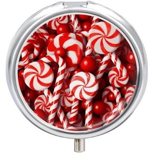 Candy Canes Pillendoos Waterdichte Draagbare Geneeskunde Pil Case Vochtbestendig Metalen Reizen Pillendoos met 3 Compartimenten Geneeskunde Case