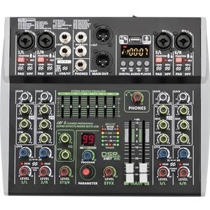 Audio DJ-mixer Mini 6 Kanaals Sound Mixer Bluetooth Audio Mixing Console 48V 99 DSP Tafel Professionele USB PC Play Record Podcast-apparatuur