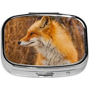 Fox Square Pill Box, Pil Dispenser Box Kabeljauwlever Olie Box Vitamine Pil Box Patiënt Pillendoos