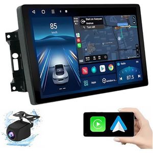 Android 14.0 2 Din Autoradio 9"" Touchscreen Auto Stereo voor Jeep Wrangler 2007-2018 met Draadloze Carplay Android Auto GPS navigatie AHD Omgekeerd beeld Stuurwielbediening(P6(8G+128G))