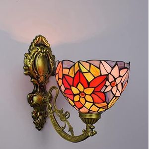 Tiffany Stijl Wandlamp, Gekleurde Glazen Bloem Wandlamp, Landelijke Decoratie, Trap, Gang, Slaapkamer, Hal
