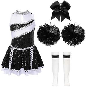 Cheleader-uniformen voor meisjes, cheerleader-uniformen voor kinderen, cheerleading-kostuums, kostuum, korte top, rok, sokken, kleding, danskleding (kleur: