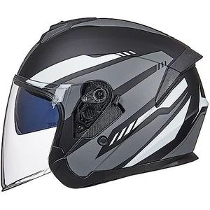 Motorhelm, Dubbel vizier open gezicht 3/4 scooter straat crossmotor helm DOT goedgekeurd D,XL61-62cm(C,M5758cm)