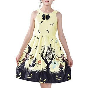 Meisjes Jurk Halloween Heks Knuppel Pompoen Kostuum Halster Jurk 14 jaar