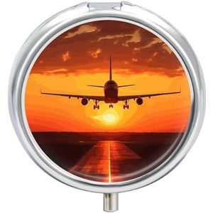 Vliegtuig Zonsondergang Pillendoos Pil Case Pil Organizer Geneeskunde Pil Organizer Wekelijkse Pil Organizer Pil Houder Kleine Pil Case Pil Containers Pil Houder voor Portemonnee