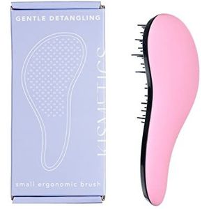 KISMETICS - Kleine ergonomische borstel, zacht ontwarrend, reisformaat ontklitter haarborstel voor alle haartypes. Nat of droog haar (lavendelroze)
