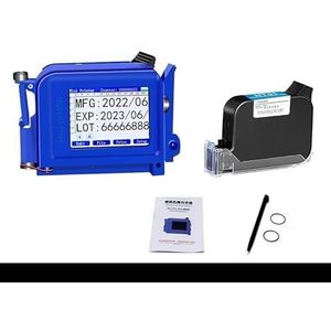 Draagbare inkjetprinter, Draagbare handheld inkjetprinter, mini-labelcoderingsmachine, 2D-code barcode Kroonkurk LOGO-afdrukken, permanente inkt(Printer-Black Ink)