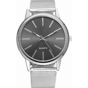 dames horloges Dames Zilveren Horloges Stijlvolle Minimalistische Quartz Clock Full Steel Watchband Clock Polshorloge (Color : Silver Black)